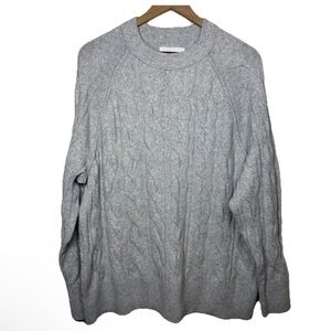 NWT Aerie Cable Knit Sweater Gray Women’s Size M Cozy Soft Oversized Casual